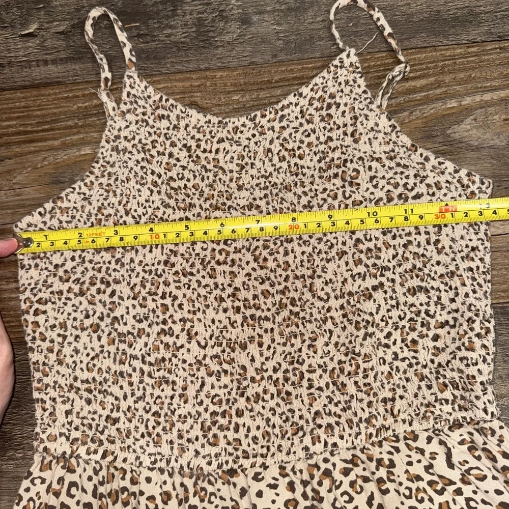 Japna Leopard Print Jumpsuit Womens Medium Wide Leg Boho Smocked